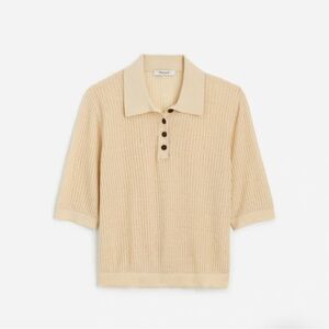 Madewell Short-Sleeve Polo Linen Sweater Tee size Small